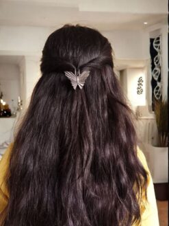 Oxidized silver replica butterfly hair pin for daily wear