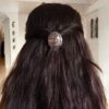 Oxidized silver replica peacock design hair pin