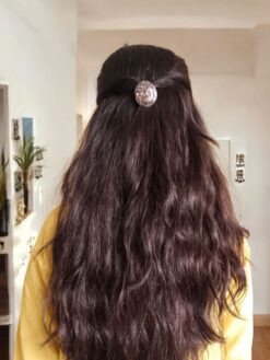 Oxidized silver replica peacock design hair pin