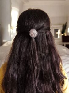 Designer Silver Replica Round Hair Pin | Best Oxidized Daily Look Accessory for Women