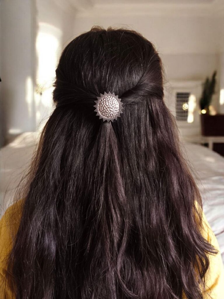 Designer Silver Replica Round Hair Pin | Best Oxidized Daily Look Accessory for Women