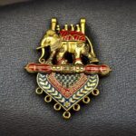 Bulk 218 Meenakari Elephant Pendant Raw Material for Premium Traditional Jewelry Making Designs - "Blue-Red"