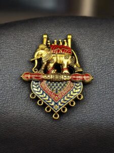 Meenakari Elephant Pendant Raw Material for Premium Traditional Jewelry Making Designs - color: "Blue-Red"