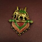 Bulk 220 Meenakari Elephant Pendant Raw Material for Premium Traditional Jewelry Making Designs - "Green-Red"
