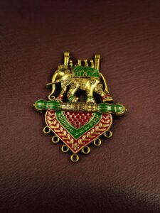 Meenakari Elephant Pendant Raw Material for Premium Traditional Jewelry Making Designs - color: "Green-Red"