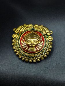 Gold Plated Meenakari Peacock Pendant Raw Material for Designer Jewelry Making Crafts - color: "Red-Blue"