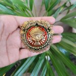 Gold Plated Meenakari Peacock Pendant Raw Material for Designer Jewelry Making Crafts