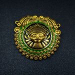 Bulk 214 Gold Plated Meenakari Peacock Pendant Raw Material for Designer Jewelry Making Crafts - "Black-Green"