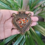 Gold Plated Meenakari Pendant Raw Material for Premium Designer Jewelry Making Crafts