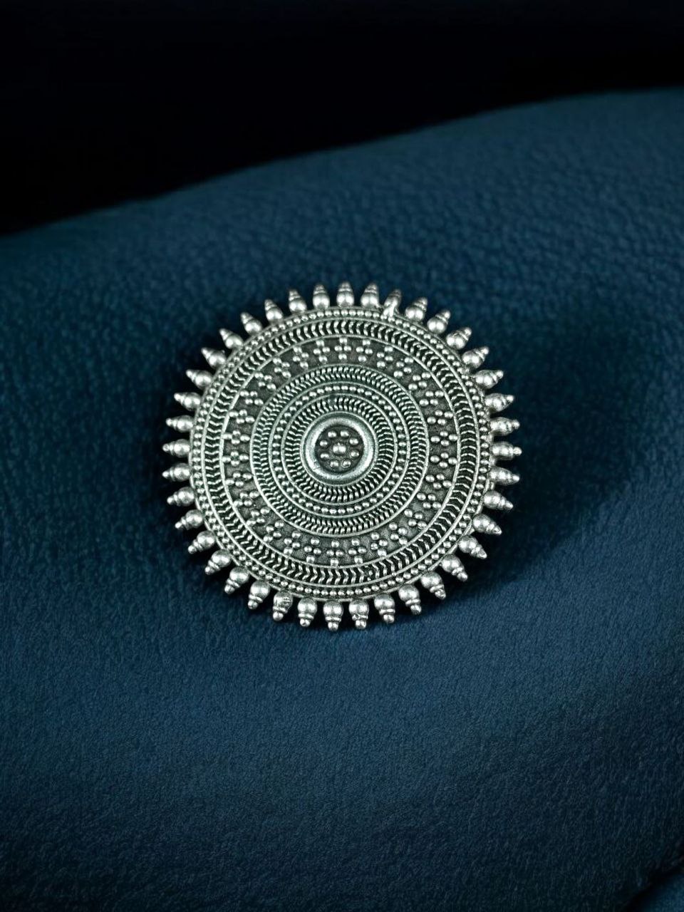 Oxidized Round Hair Pin | Silver Replica Daily Wear Perfect Hair Accessory For Girls 1 Oxidized silver replica round hair pin design daily wear