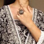 Premium Silver Replica Pearl Ring | Ethnic Oxidized Daily Wear Best Jewelry