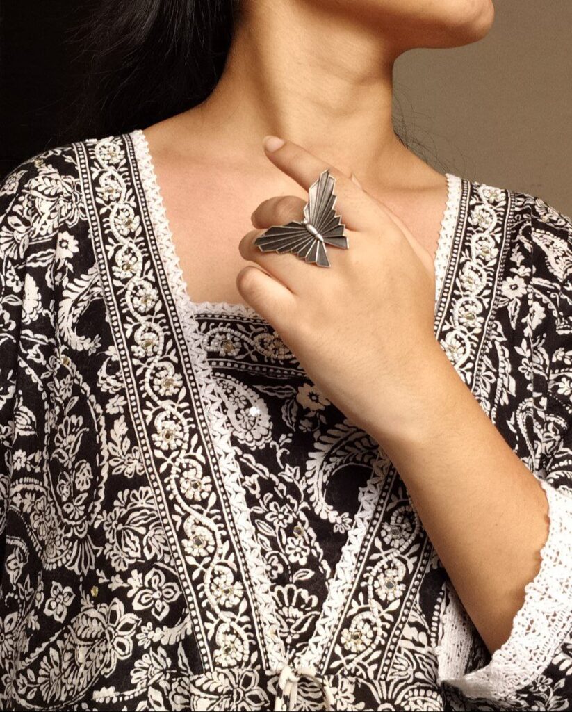 Trendy Butterfly Adjustable Ring | Silver Finish Oxidized Stylish Amazing Jewelry for Girls