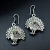 Stylish oxidized German silver peacock hook dangler earrings