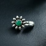 Bulk 178 Unique Silver Plated Press Stone Nosepin | Oxidized Ethnic Style Jewelry - "Green"