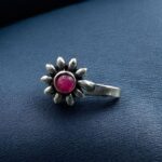 Bulk 176 Unique Silver Plated Press Stone Nosepin | Oxidized Ethnic Style Jewelry - "Red"