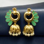 Bulk 160 Beautiful Peacock Meenakari Earrings | Gold Plated Jhumki Pearl Ethnic Dangler Jewelry - "Mint"