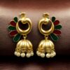 Beautiful Peacock Meenakari Earrings | Gold Plated Jhumki Pearl Ethnic Dangler Jewelry 15 Gold plated peacock Meenakari jhumki pearl dangler earrings