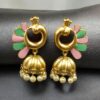 Beautiful Peacock Meenakari Earrings | Gold Plated Jhumki Pearl Ethnic Dangler Jewelry 13 Gold plated peacock Meenakari jhumki pearl dangler earrings