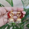 Beautiful Peacock Meenakari Earrings | Gold Plated Jhumki Pearl Ethnic Dangler Jewelry 11 Gold plated peacock Meenakari jhumki pearl dangler earrings