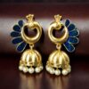 Beautiful Peacock Meenakari Earrings | Gold Plated Jhumki Pearl Ethnic Dangler Jewelry 19 Gold plated peacock Meenakari jhumki pearl dangler earrings