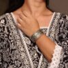 Premium silver plated ethnic cuff bracelet with unique pattern