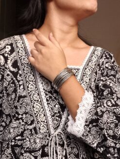 Handcrafted adjustable unique silver plated cuff bracelet for girls