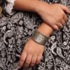 Elegant oxidized silver designer cuff bracelet for women