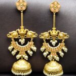 Bulk 126 Luxury Kashmiri Jhumka Earrings | Gold Plated Stone & Pearl Work Dangler Traditional Jewelry - "Baby Pink"