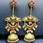 Bulk 134 Luxury Kashmiri Jhumka Earrings | Gold Plated Stone & Pearl Work Dangler Traditional Jewelry - "Red"
