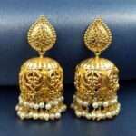 Bulk 96 Trendy Floral Art Gold Plated Jhumka Earrings | Stone & Pearl Detailing Ethnic Dangler Amazing Jewelry - "Yellow"