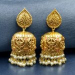 Bulk 88 Trendy Floral Art Gold Plated Jhumka Earrings | Stone & Pearl Detailing Ethnic Dangler Amazing Jewelry - "Baby Pink"