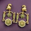 Gold Plated Unique Bird Design Earrings | Stone & Pearl Detailing Ethnic Jewelry For Girls 19 Gold plated bird design earrings with stone and pearl detailing