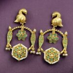 Bulk 82 Gold Plated Unique Bird Design Earrings | Stone & Pearl Detailing Ethnic Jewelry For Girls - "Mint"