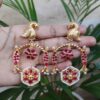 Gold Plated Unique Bird Design Earrings | Stone & Pearl Detailing Ethnic Jewelry For Girls 13 Gold plated bird design earrings with stone and pearl detailing