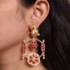 Gold plated bird design earrings with stone and pearl detailing
