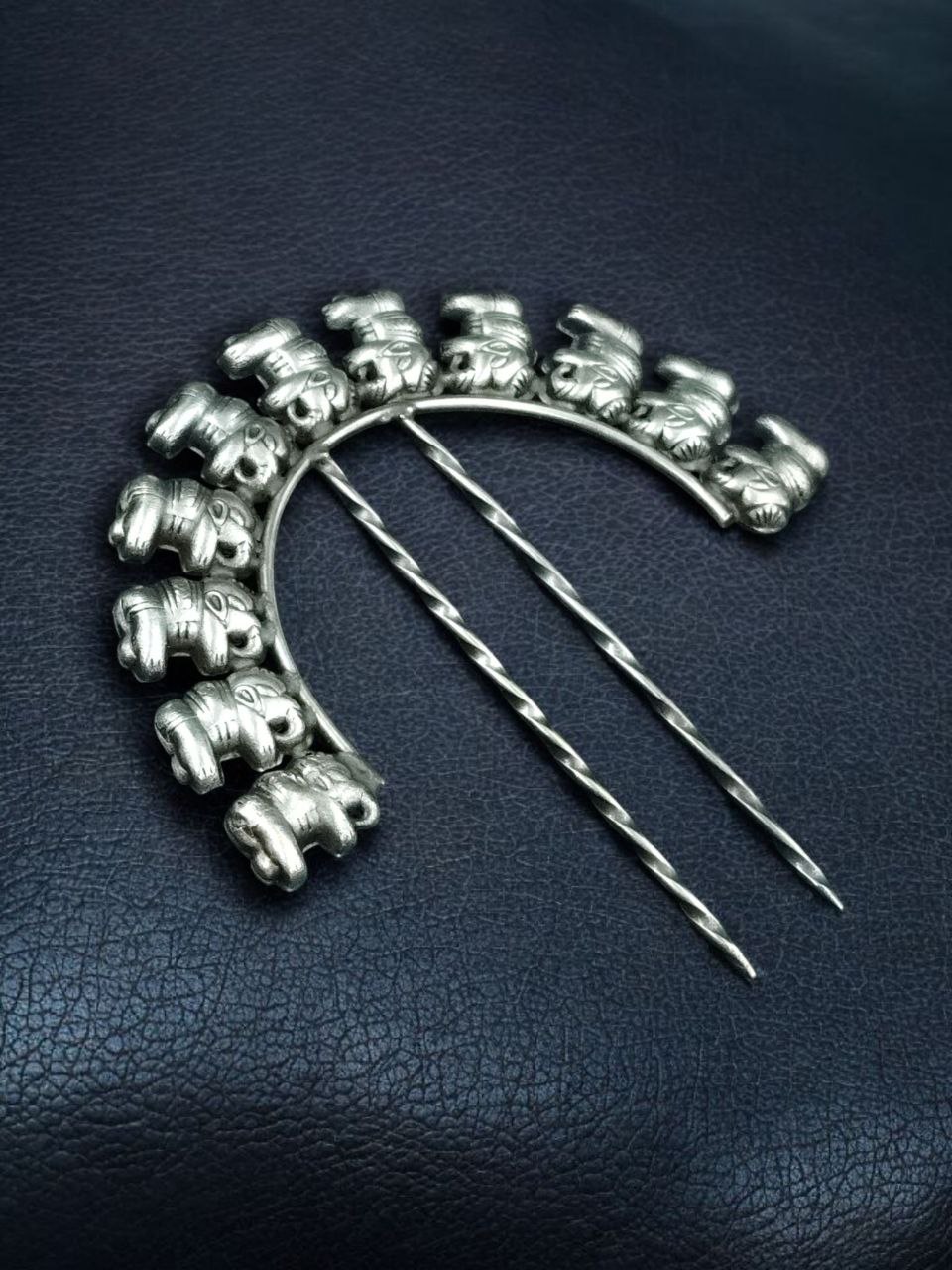 Vintage Look Elephant Juda Pin | Best Oxidized Hair Accessory for Girls 2 Vintage oxidized elephant juda pin hair accessory for girls