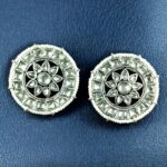 Bulk 32 Handcrafted Oxidized Round Studs Earrings | Pearl & Stone Work Silver Plated Amazing Jewelry - "White"