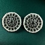 Bulk 36 Handcrafted Oxidized Round Studs Earrings | Pearl & Stone Work Silver Plated Amazing Jewelry - "Black"