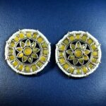 Bulk 40 Handcrafted Oxidized Round Studs Earrings | Pearl & Stone Work Silver Plated Amazing Jewelry - "Yellow"