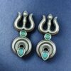 Handcrafted Trishul Stud Earrings | Best Silver Replica Elegant Stone Jewelry 17 Silver replica handcrafted Trishul stud earrings with stone work
