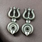 Bulk 12 Handcrafted Trishul Stud Earrings | Best Silver Replica Elegant Stone Jewelry - "White"