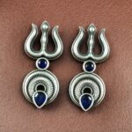 Bulk 16 Handcrafted Trishul Stud Earrings | Best Silver Replica Elegant Stone Jewelry - "Blue"