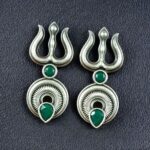 Bulk 20 Handcrafted Trishul Stud Earrings | Best Silver Replica Elegant Stone Jewelry - "Green"