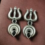 Bulk 18 Handcrafted Trishul Stud Earrings | Best Silver Replica Elegant Stone Jewelry - "Black"