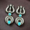Handcrafted Trishul Stud Earrings | Best Silver Replica Elegant Stone Jewelry 11 Silver replica handcrafted Trishul stud earrings with stone work
