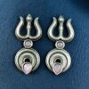 Handcrafted Trishul Stud Earrings | Best Silver Replica Elegant Stone Jewelry 10 Silver replica handcrafted Trishul stud earrings with stone work