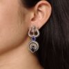 Silver replica handcrafted Trishul stud earrings with stone work