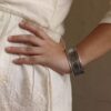 Fashionable silver plated ethnic cuff bracelet for womenElegant ethnic silver plated cuff bracelet — designer fashionable jewelry for women