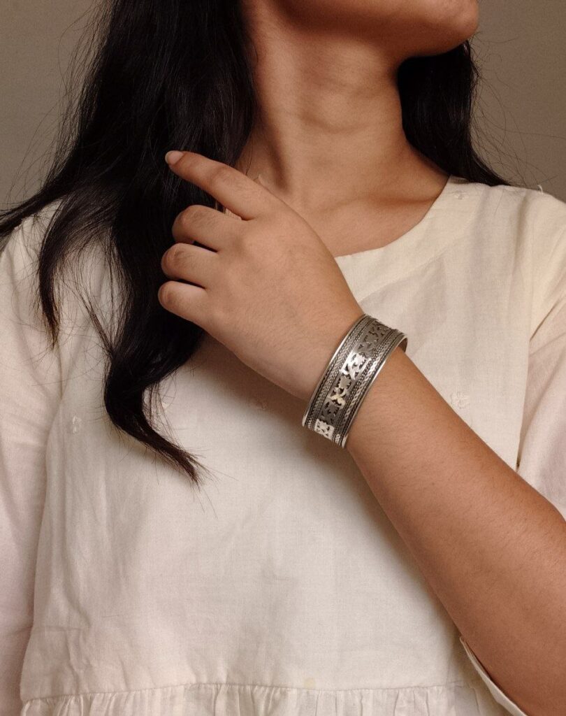 Fashionable Silver Plated Cuff Bracelet | Ethnic Best Designer Jewelry for Women