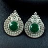 Oxidized silver replica Monalisa stone stud earrings for women